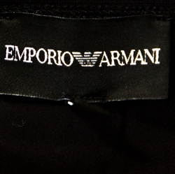 Pre Owned Emporio Armani Black Embossed Logo Print Crew Neck T-Shirt M