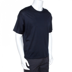 Pre Owned Emporio Armani Midnight Blue Cotton Crew Neck T-Shirt M