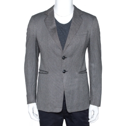 Pre Owned Emporio Armani Monochrome Herringbone Jude Line Blazer M