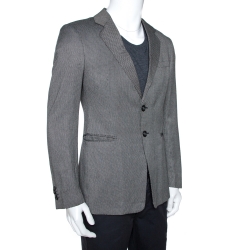 Pre Owned Emporio Armani Monochrome Herringbone Jude Line Blazer M
