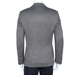 Pre Owned Emporio Armani Monochrome Herringbone Jude Line Blazer M