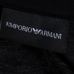 Pre Owned Emporio Armani Black Cotton Camouflage Embroidered T Shirt XL