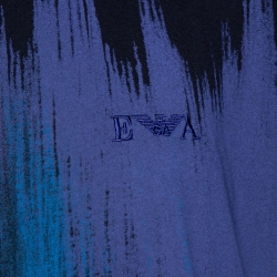 Pre Owned Emporio Armani Black Printed Cotton Logo Embroidered T-Shirt XXL