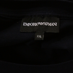 Pre Owned Emporio Armani Black Printed Cotton Logo Embroidered T-Shirt XXL