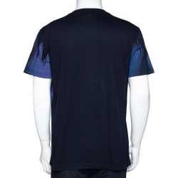 Pre Owned Emporio Armani Black Printed Cotton Logo Embroidered T-Shirt XXL