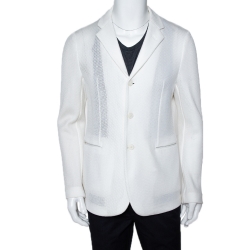 Emporio Armani White Mesh Robert Line Slim Fit Jacket XL Emporio