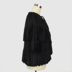 Pre Owned Emporio Armani Black Cashmere Wool and Fur Fringe Jacket 
