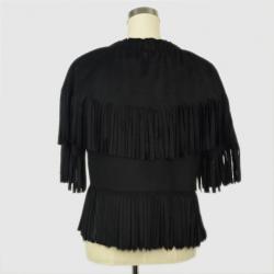 Pre Owned Emporio Armani Black Cashmere Wool and Fur Fringe Jacket 