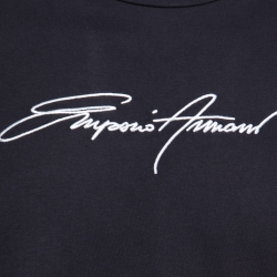Pre Owned Emporio Armani Navy Blue Cotton Logo Embroidered T-Shirt XL