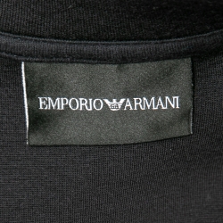 Pre Owned Emporio Armani Dark Blue Neoprene Logo Embroidered Sweatshirt L