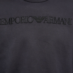Pre Owned Emporio Armani Dark Blue Neoprene Logo Embroidered Sweatshirt L