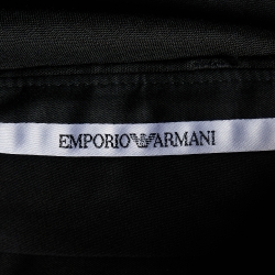 Pre Owned Emporio Armani Black Linen Straight Leg Pants L