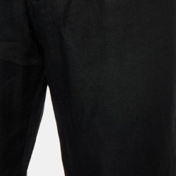 Pre Owned Emporio Armani Black Linen Straight Leg Pants L