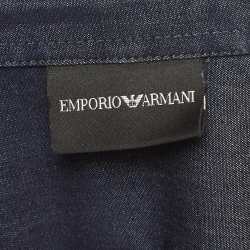 Pre Owned Emporio Armani Navy Printed Long Sleeve Denim Shirt L