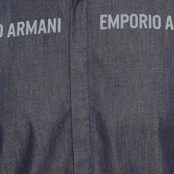 Pre Owned Emporio Armani Navy Printed Long Sleeve Denim Shirt L