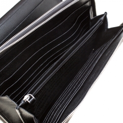 Pre Owned Emporio Armani Black Logo Embossed Leather Travel Organizer