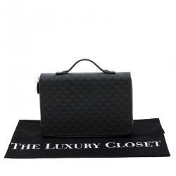 Pre Owned Emporio Armani Black Logo Embossed Leather Travel Organizer
