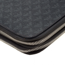 Pre Owned Emporio Armani Black Logo Embossed Leather Travel Organizer