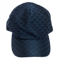 Pre Owned Emporio Armani Electric Blue Monogram Logo Embroidered Baseball Cap S
