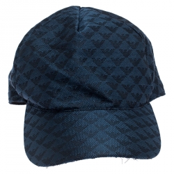 Pre Owned Emporio Armani Electric Blue Monogram Logo Embroidered Baseball Cap S