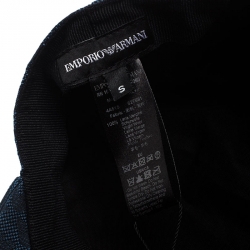 Pre Owned Emporio Armani Electric Blue Monogram Logo Embroidered Baseball Cap S