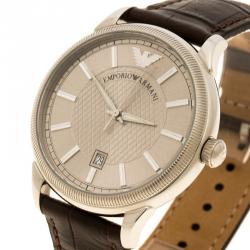 Pre Owned Emporio Armani Silver Stainless Steel AR0540 Men's Wristwatch 43 mm