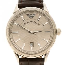 Pre Owned Emporio Armani Silver Stainless Steel AR0540 Men's Wristwatch 43 mm
