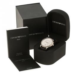 Pre Owned Emporio Armani Silver Stainless Steel AR0540 Men's Wristwatch 43 mm