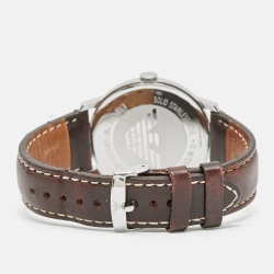 Pre Owned Emporio Armani AR-0573 Bronze Dial Stainless Steel Leather Men's Wristwatch 42 mm