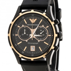 Pre Owned Emporio Armani Black Stainless Steel Chronograph AR0584 Men's Wristwatch 42 mm