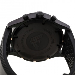 Pre Owned Emporio Armani Black Stainless Steel Chronograph AR0584 Men's Wristwatch 42 mm