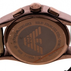 Pre Owned Emporio Armani Brown Stainless Steel Classic Chronograph AR1609 Men's Wristwatch 45 mm