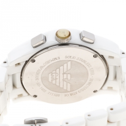 Pre Owned Emporio Armani White Ceramic AR1403 Men's Wristwatch 42MM