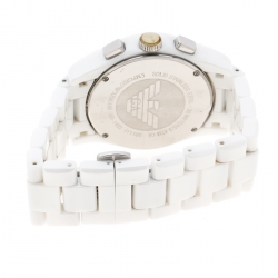 Pre Owned Emporio Armani White Ceramic AR1403 Men's Wristwatch 42MM