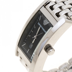 Pre Owned Emporio Armani Black Stainless Steel AR0015 Men's Wristwatch 25 mm