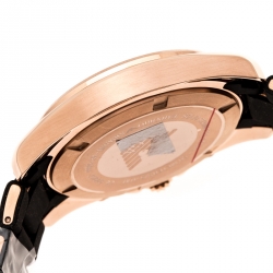 Pre Owned Emporio Armani Black Rose Gold Plated Stainless Steel Sportivo AR6066 Men's Wristwatch 44 mm