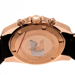 Pre Owned Emporio Armani Black Rose Gold Plated Stainless Steel Sportivo AR6066 Men's Wristwatch 44 mm