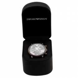 Pre Owned Emporio Armani Grey Camouflage Gunmetal Plated Stainless Steel Classic AR1816 Men's Wristwatch 46 mm