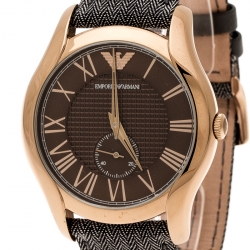 Emporio Armani Brown Stainless Steel Dress Grey Fabric AR1985 Men's Wristwatch 43 mm