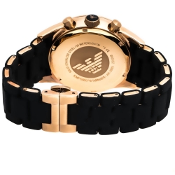 Pre Owned Emporio Armani Black Rose Gold Tone Stainless Steel AR5905 Men's Wristwatch 43 mm