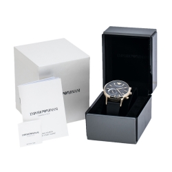 Pre Owned Emporio Armani Grey Gold PVD Coated Stainless Steel Leather Connected AR3006 Men's Hybrid Smart Watch 43 mm