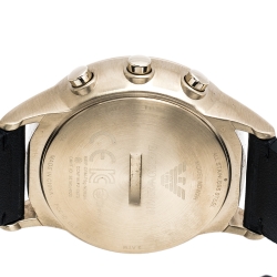 Pre Owned Emporio Armani Grey Gold PVD Coated Stainless Steel Leather Connected AR3006 Men's Hybrid Smart Watch 43 mm