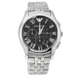 Pre Owned Emporio Armani Black Stainless Steel Classic Chronograph AR1786 Men's Wristwatch 44.50 mm