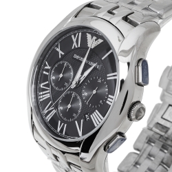 Pre Owned Emporio Armani Black Stainless Steel Classic Chronograph AR1786 Men's Wristwatch 44.50 mm