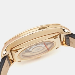 Pre Owned Emporio Armani Brown Gold Plated Stainless Steel Alligator Leather Classic AR3355 Men's Wristwatch 45 mm
