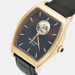 Pre Owned Emporio Armani Brown Gold Plated Stainless Steel Alligator Leather Classic AR3355 Men's Wristwatch 45 mm
