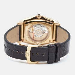 Pre Owned Emporio Armani Brown Gold Plated Stainless Steel Alligator Leather Classic AR3355 Men's Wristwatch 45 mm