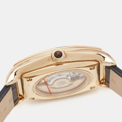 Pre Owned Emporio Armani Brown Gold Plated Stainless Steel Alligator Leather Classic AR3355 Men's Wristwatch 45 mm