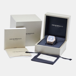 Pre Owned Emporio Armani Brown Gold Plated Stainless Steel Alligator Leather Classic AR3355 Men's Wristwatch 45 mm