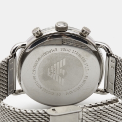 Pre Owned Emporio Armani Black Stainless Steel Aviator AR11104 Men's Wristwatch 43 mm
